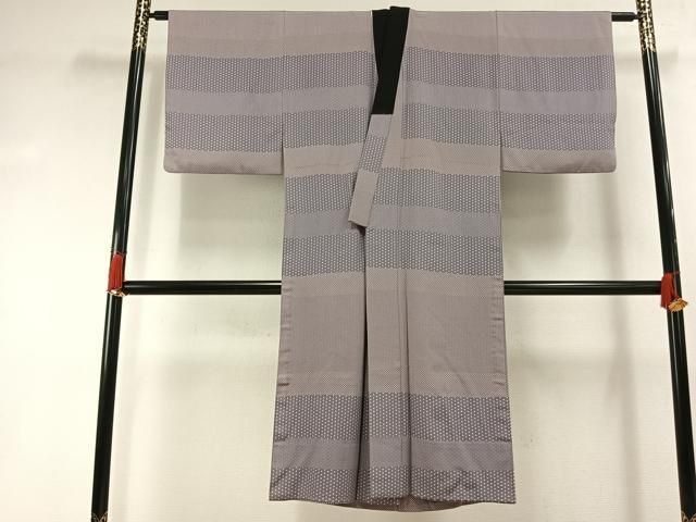 平和屋着物●男性　長襦袢　無双仕立て　横段文　正絹　逸品　AABI1526fy