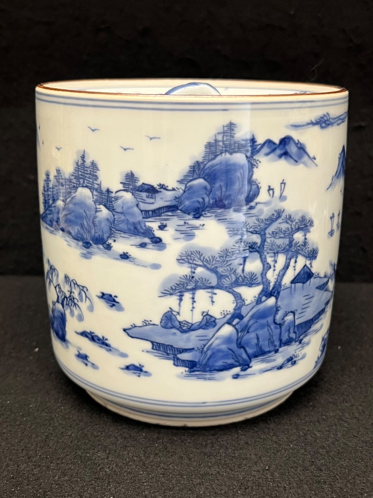 水指　工芸品　骨董品 水指 / 染付 】楽鳳造 山水 茶道具 茶道 骨董品 伝統陶芸品 - メルカリ