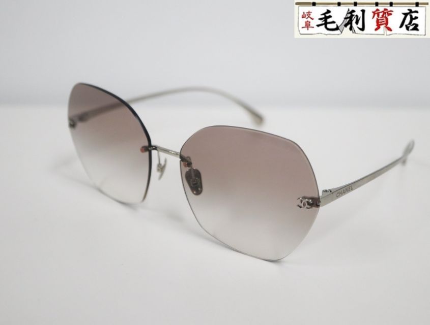 シャネル CHANEL 4271-T ココマーク シルバー チタニウム カットレンズ グラデーション 美品 サングラス