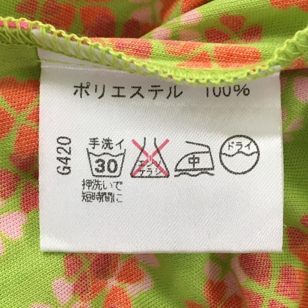 ビバハート ノースリーブポロシャツ ライトグリーン×ピンク 四つ葉総柄 レディース 40(M) ゴルフウェア VIVA HEART VIVA 美品ビバハート ノースリーブポロシャツ レディース半袖&frasl;ノースリーブ ポロシャツ（ブランドビバハート）（シャツ Lサイズ