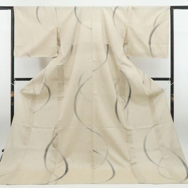 ❁tomihisa❁新品 紗紬 夏着物 正絹 仕付け糸付 トールサイズ“亜麻色に