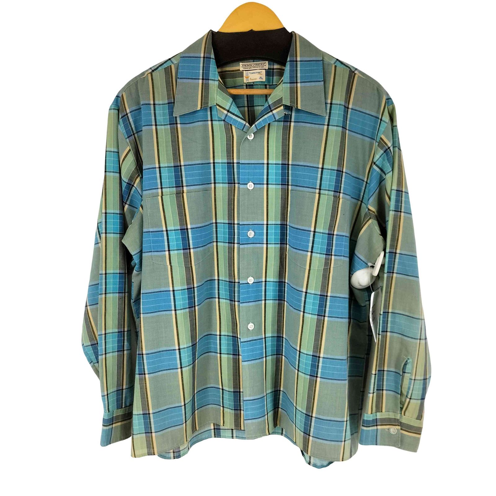 ペニーズタウンクラフト PENNEYS TOWNCRAFT 60S オープンカラー チェック L/S シャツ メンズ import：XL