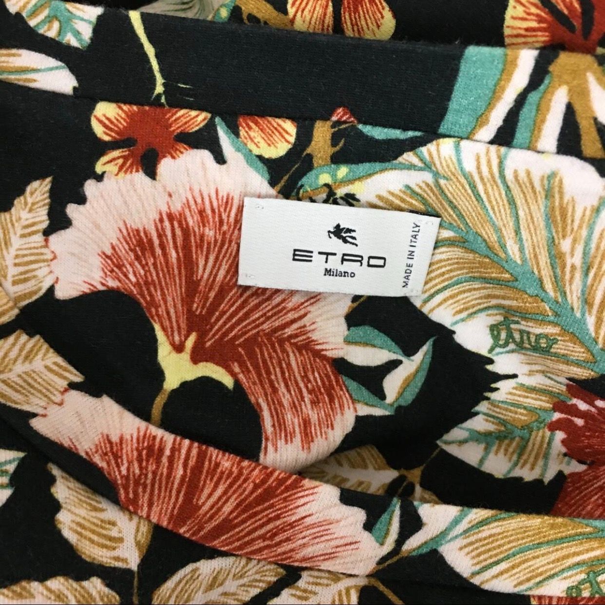 ETRO ボタニカル柄 Tシャツ クルーネック 花柄 XLサイズ マルチカラー