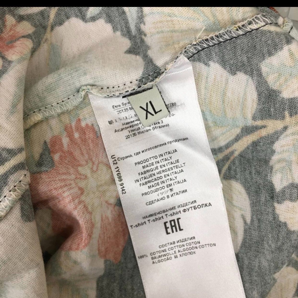 ETRO ボタニカル柄 Tシャツ クルーネック 花柄 XLサイズ マルチカラー 