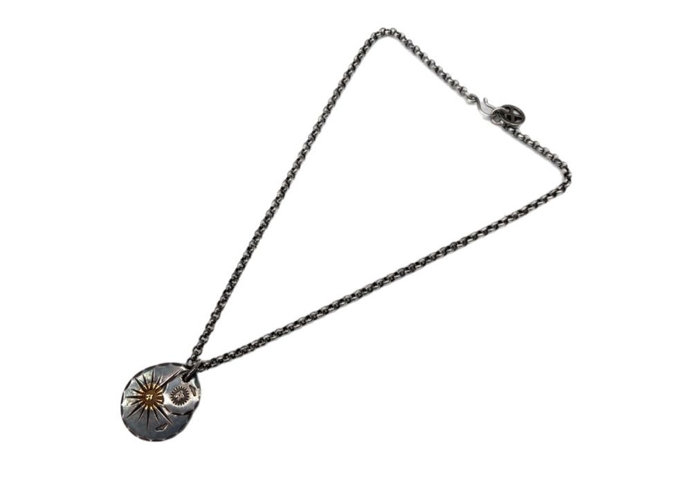 ウイングロック WING ROCK Silver Necklace シルバー ネックレス タタキ 放射 太陽神 ダブルメタル 銀 メンズジュエリー ネックレス・ペンダント 総柄 シルバー 104A-116