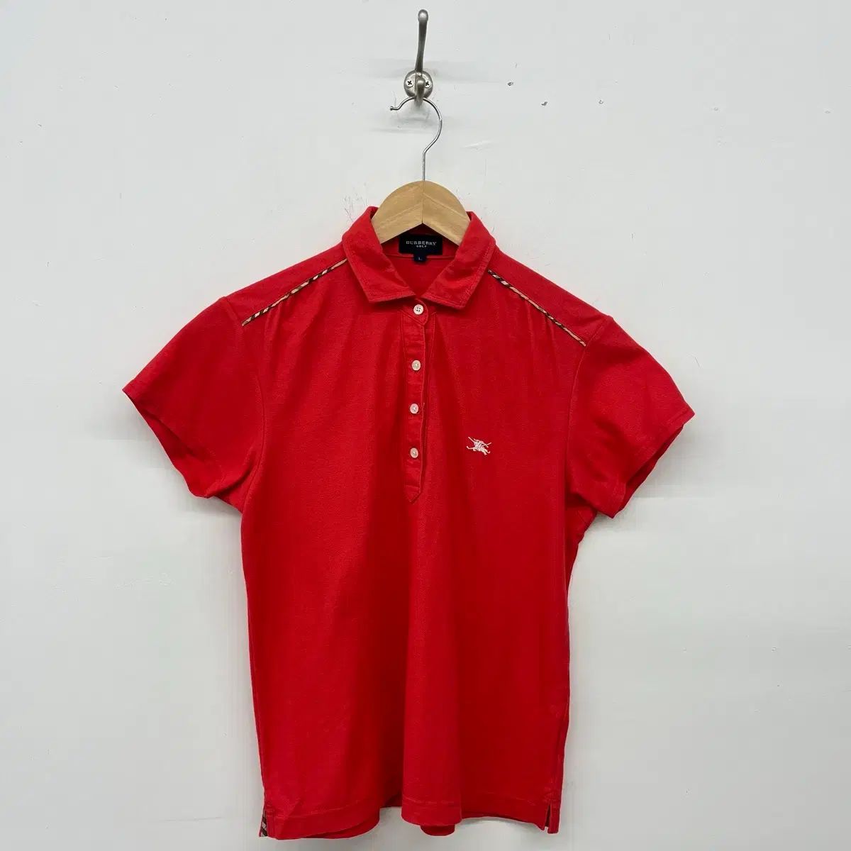 バーバリー ゴルフ レッド 半袖 カラーTシャツ レディース Sサイズ
