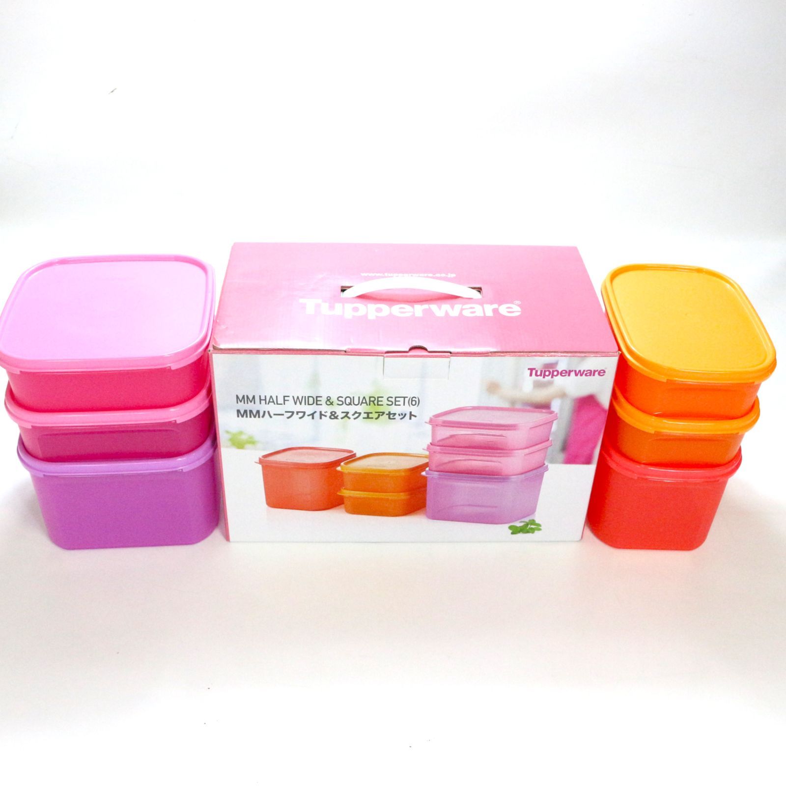 TM_331】Tupperware タッパーウェア MM HALF WIDE ＆ SQUARE SET(6) MM