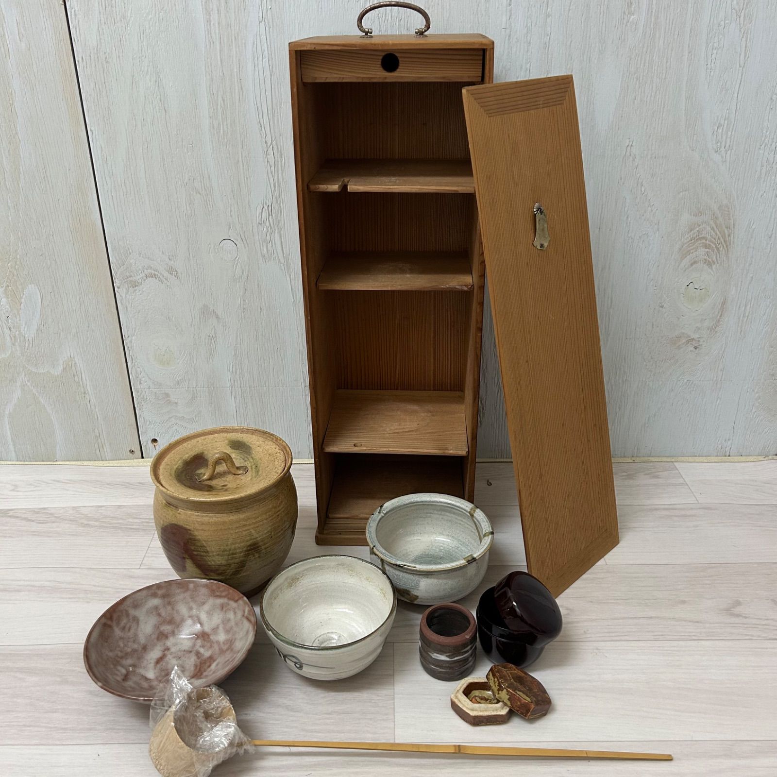 茶道具セット 短冊箱 陶器 欠品あり 茶器 古道具 お茶セット 木箱 茶道