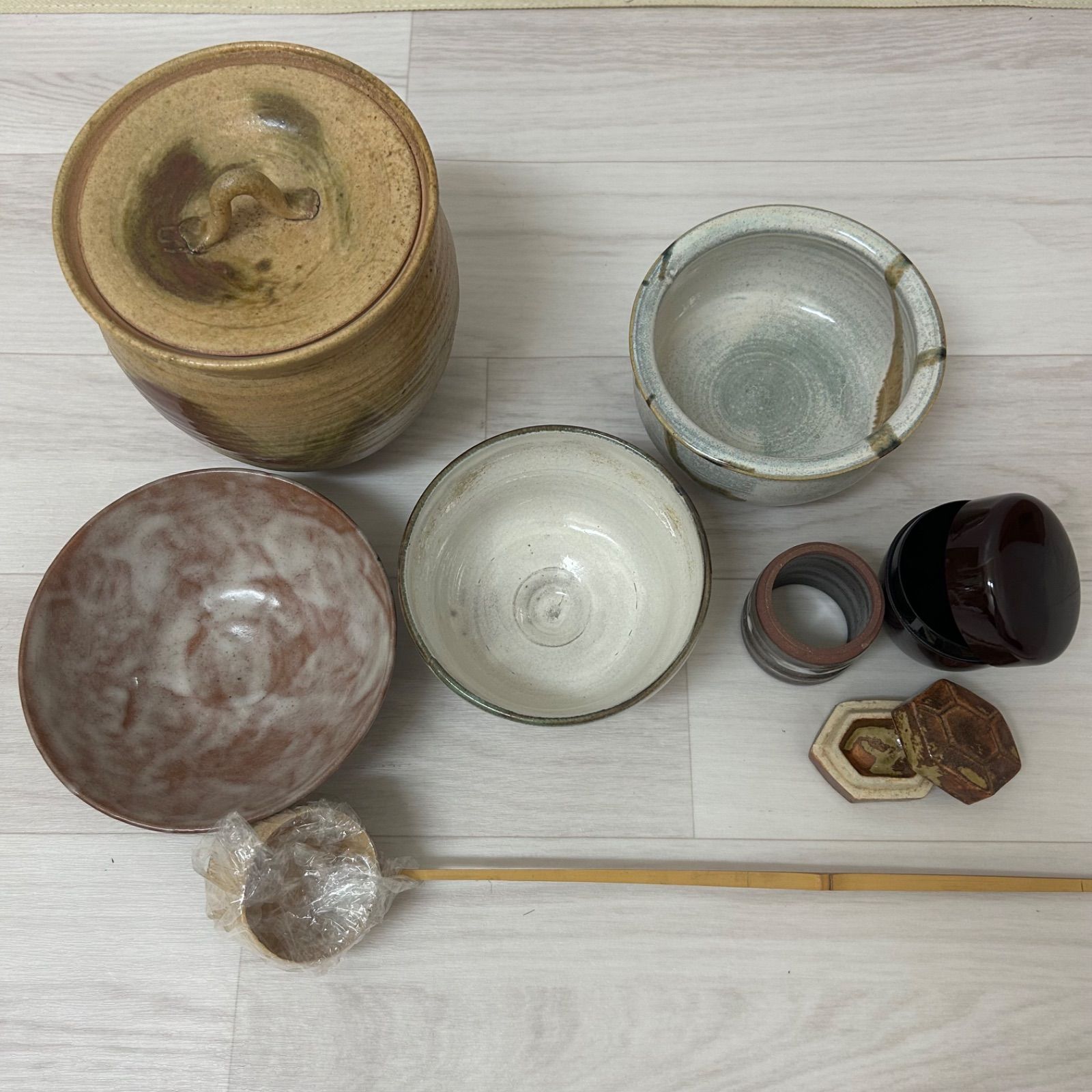 茶道具セット 短冊箱 陶器 欠品あり 茶器 古道具 お茶セット 木箱 茶道