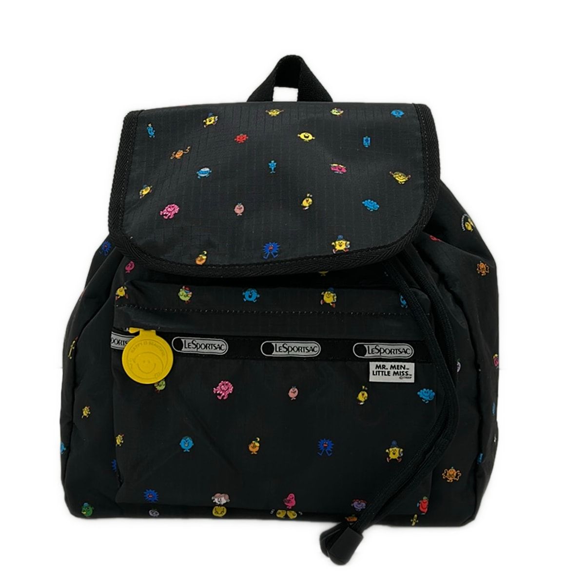 LESPORTSAC(レスポートサック) リュックサック - 黒×イエロー×マルチ 巾着型/MR.MEN LITTLE MISSコラボ