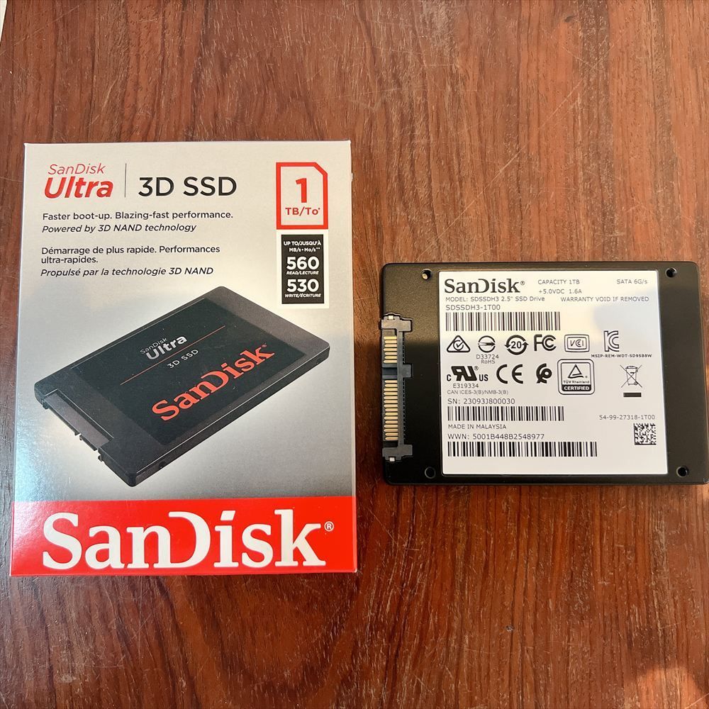 【使用14時間ほぼ未使用】 Sandisk Ultra 1TB SSD SDSSDH3-1T00-G25 29回/14時間 HP-0008