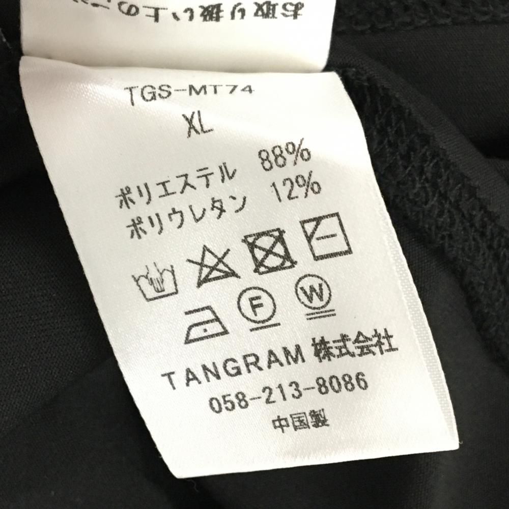 【超美品】タングラム ハイネックインナーシャツ 黒×蛍光ピンク 袖ロゴ メンズ XL ゴルフウェア TANGRAM｜シャツ