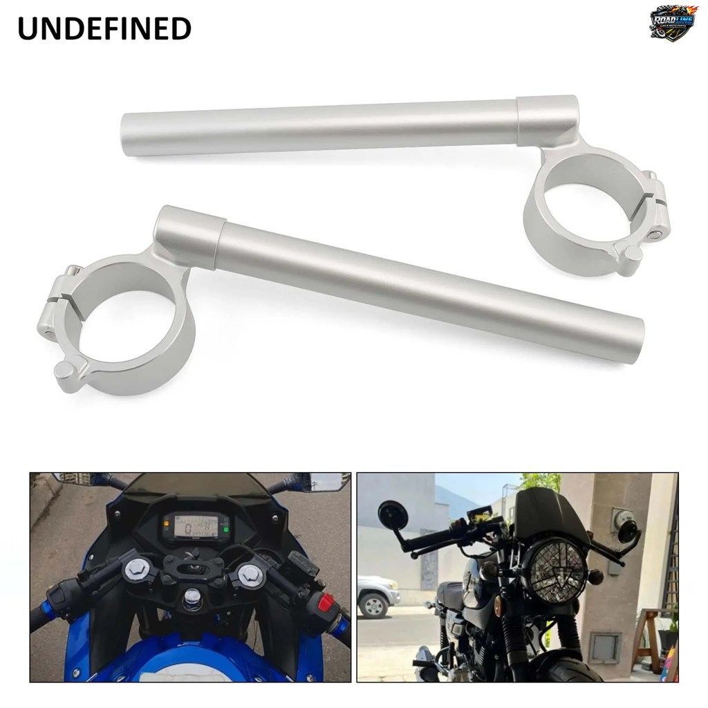 スズキ750 2006-10用 CNCアルミニウム製モーターサイクルハンドルバー クリップオンアクセサリー ブラック/シルバー