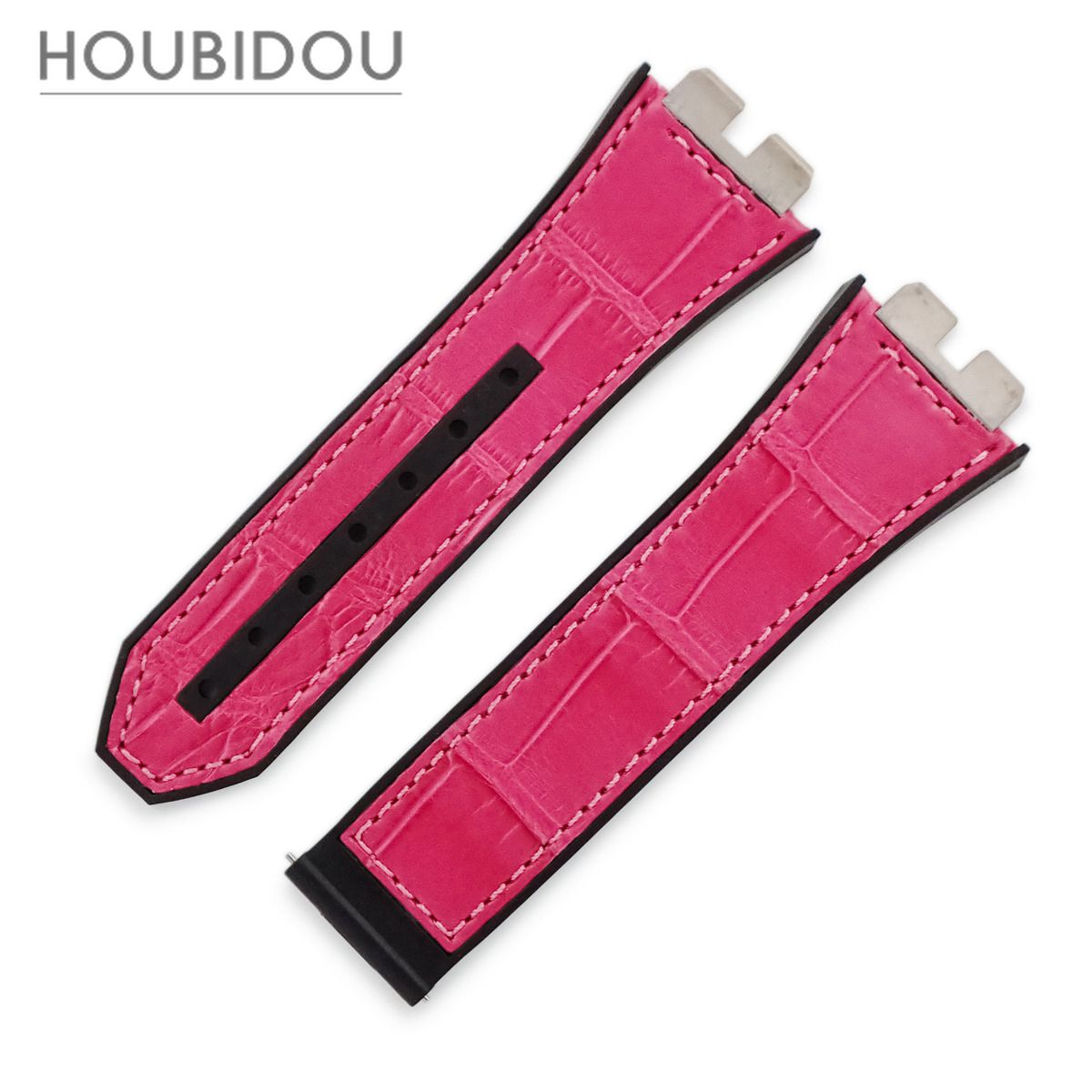 ウブロ HUBLOT 腕時計パーツ 純正 ビッグバン ワンクリック 465用 クロコ×ラバーバンド クロコダイル ラバー ピンク 新品同様 ベルト ストラップ 24mm ピンク 【中古】