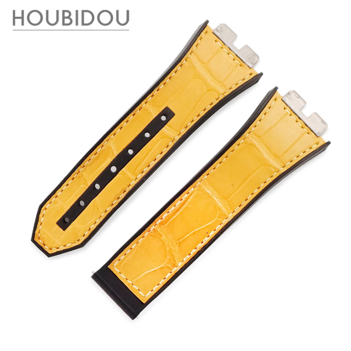 ウブロ HUBLOT 腕時計パーツ 純正 ビッグバン ワンクリック 465用 クロコ×ラバーバンド クロコダイル ラバー イエロー ベルト ストラップ 替え 24mm 黄 イエロー 【中古】