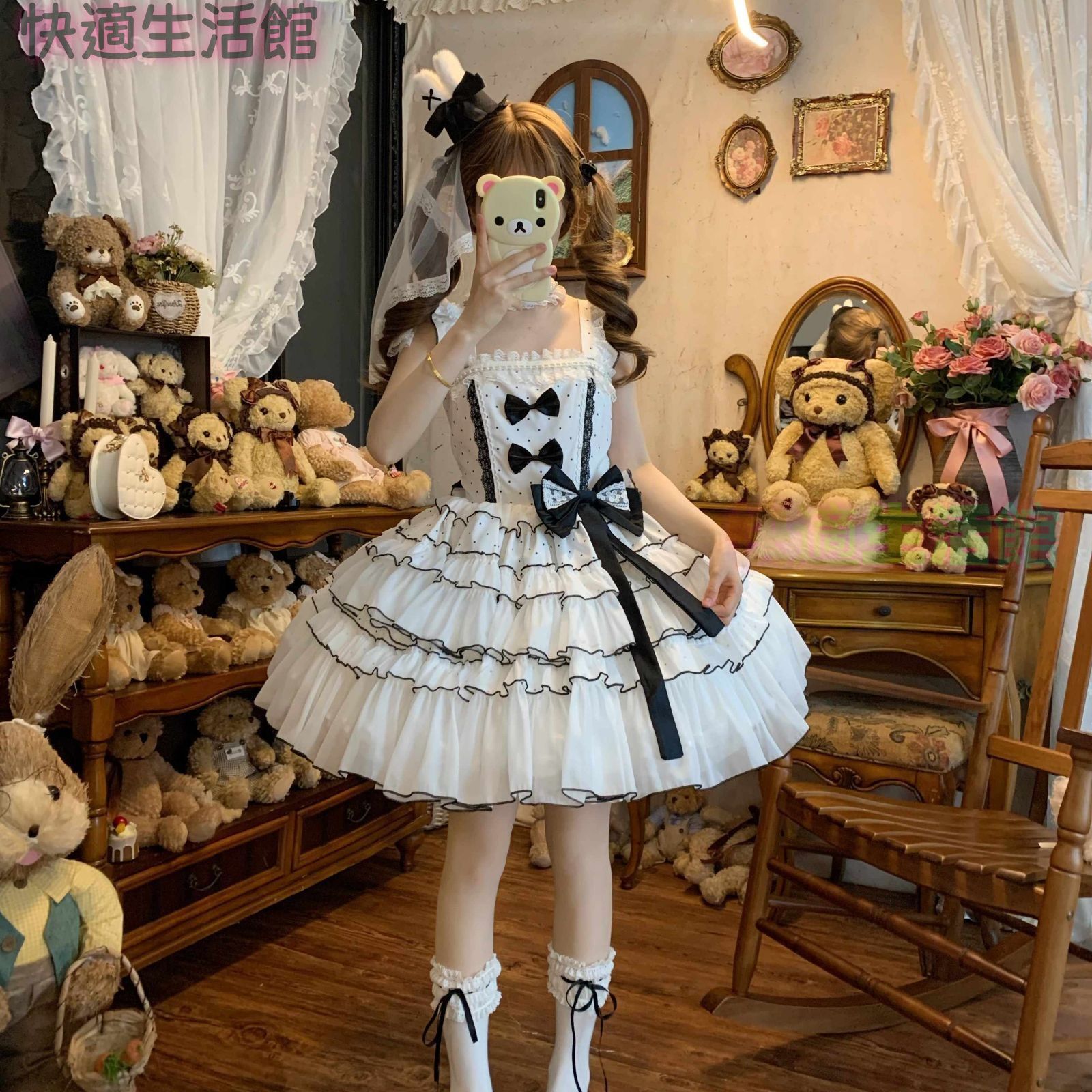 新品 未使用 レディース ゴスロリ ロリータ ドット柄 ロリータ JSK 波点ロリータJSK コスプレドレス 蓬蓬スカート かわいい スクエアネック ハロウィン 仮装 甘ロリ フリル レース 可愛い ワンピース 白 ピンク 黒 フェアリー パーティー 学園祭