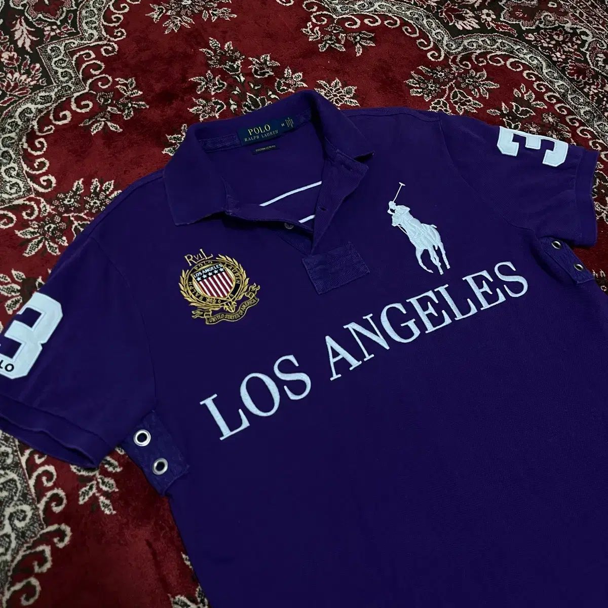ポロラルフローレン LA パープル 半袖 カラーTシャツ ビッグポニー
