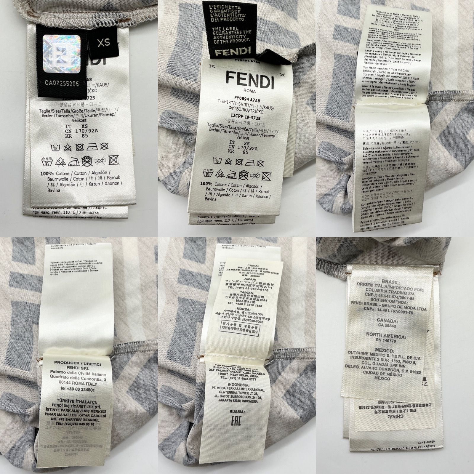 ○FENDI フェンディ ズッカ柄 半袖Tシャツ カットソー クルーネック