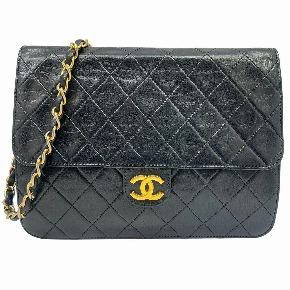 CHANEL シャネル マトラッセ プッシュロック ラムスキン 2088869 ブラック 黒 ココマーク ゴールド金具 ヴィンテージ ワンショルダーバッグ チェーンショルダー バッグ 人気 お洒落 肩掛け 女性用 レディース 【ブランドギャラリー東心斎橋店】