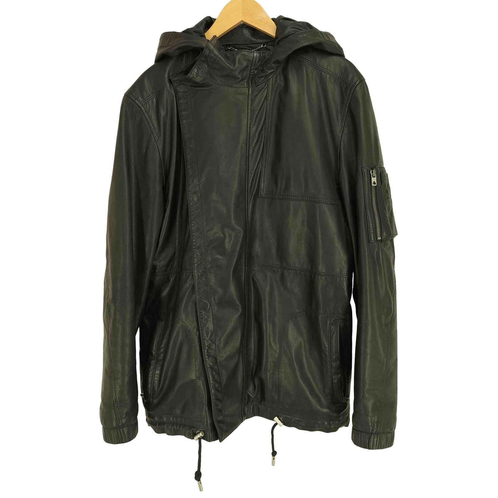 ディーゼル DIESEL カウレザー 比翼 ダブルジップ フーデッド ジャケット メンズ EUR：50