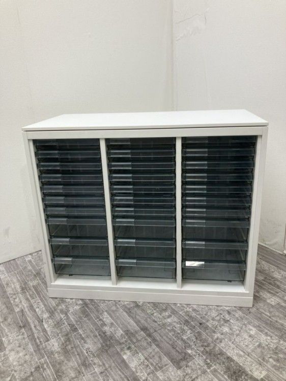【中古品】オカムラ レクトラインシリーズ 天板付クリアケース書庫 4B01AC ZA75 ホワイト