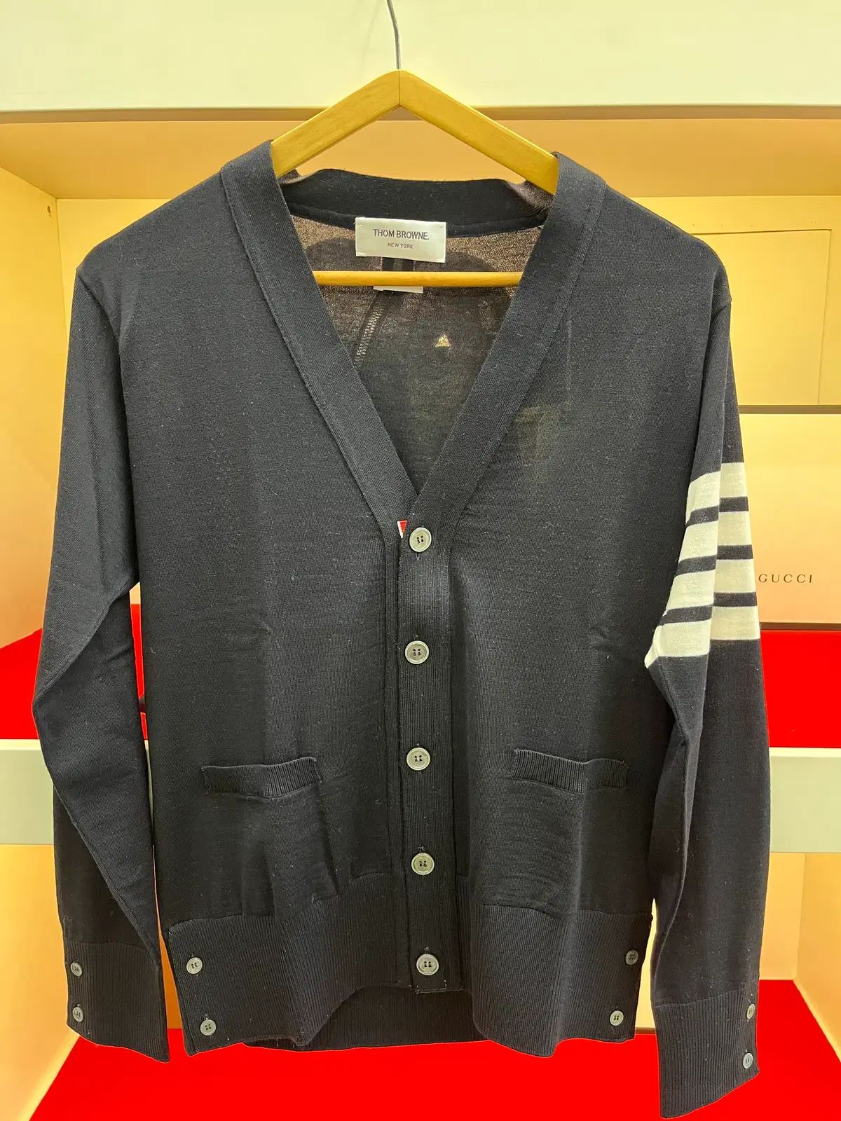 トムブラウン (ネイビー) メリノウール スティッチ カーディガン (新品)