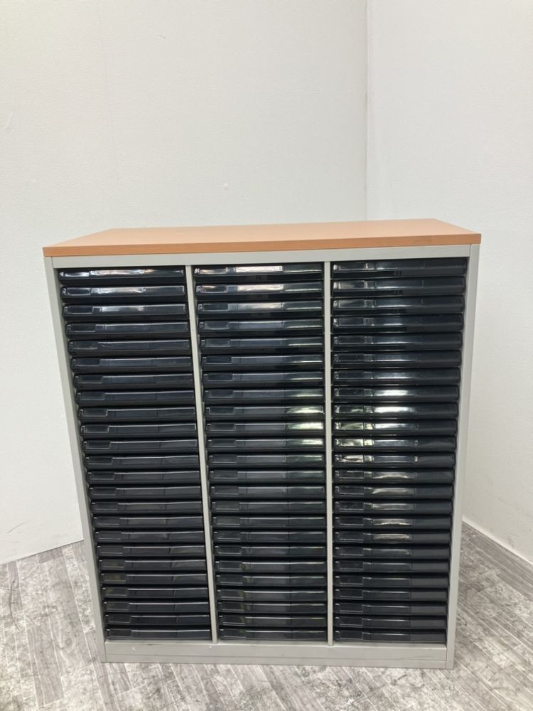 【中古品】ウチダ 天板付きB4クリアケース書庫 ナチュラル