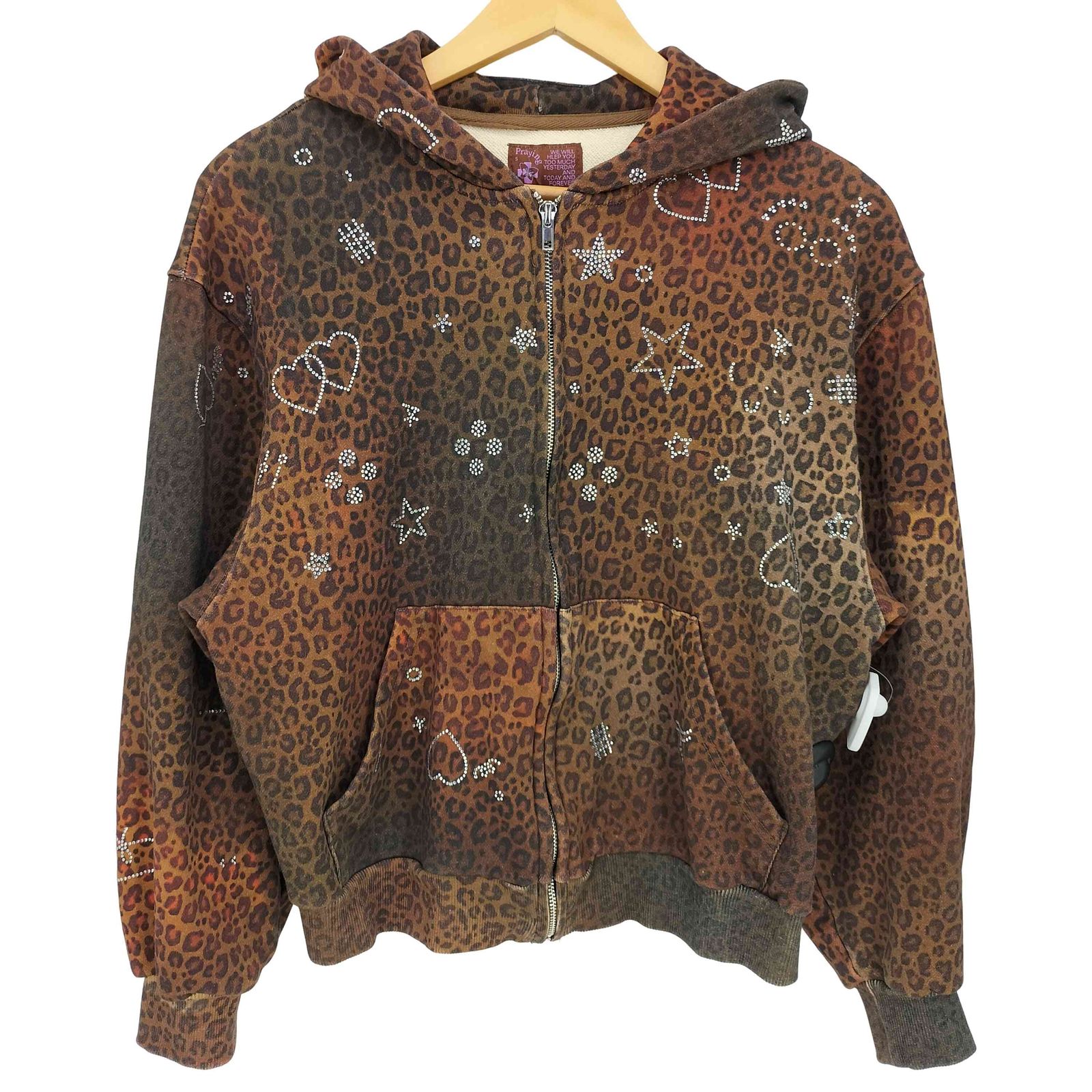 ユーズドフルギ USED古着 {{Praying}} 25ss Leopard Rhinestone Hoodie メンズ import：S