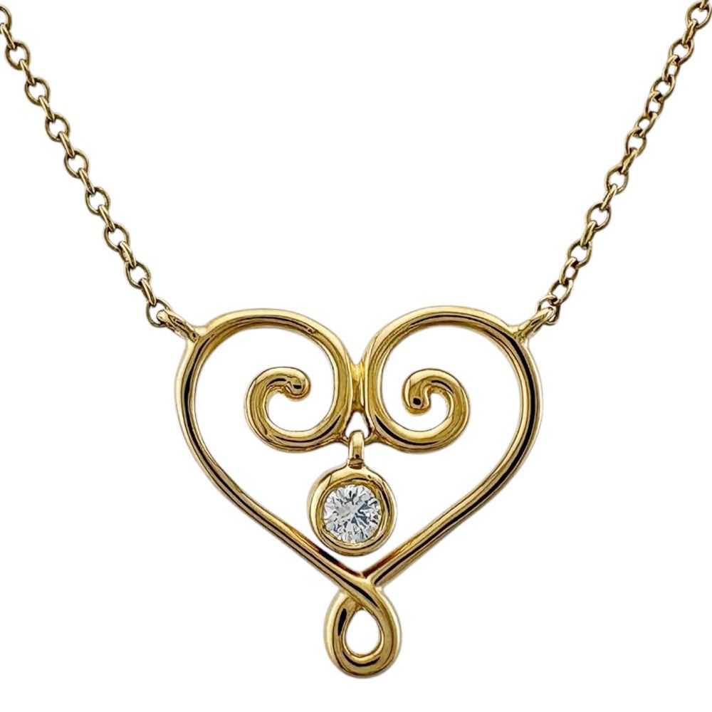 ティファニー ヴェネチア ゴルドーニ ネックレス 18金 K18イエローゴールド ダイヤモンド レディース TIFFANY&Co. 中古 ティファニー