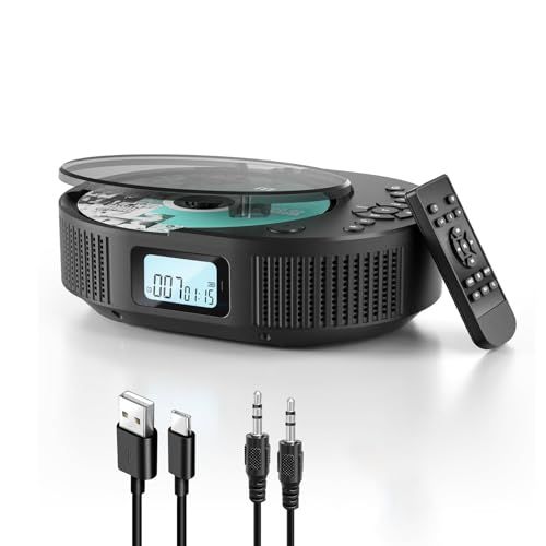 CDプレーヤー Bluetoothスピーカー内蔵 FELEMAN ポータブルCDプレーヤー 2000mAh充電式バッテリー搭載 CDラジオ スリープモード LEDディスプレイ 防塵透明カバー付き 1台多役Bluetooth5.0/CD/FM/ dbf90105