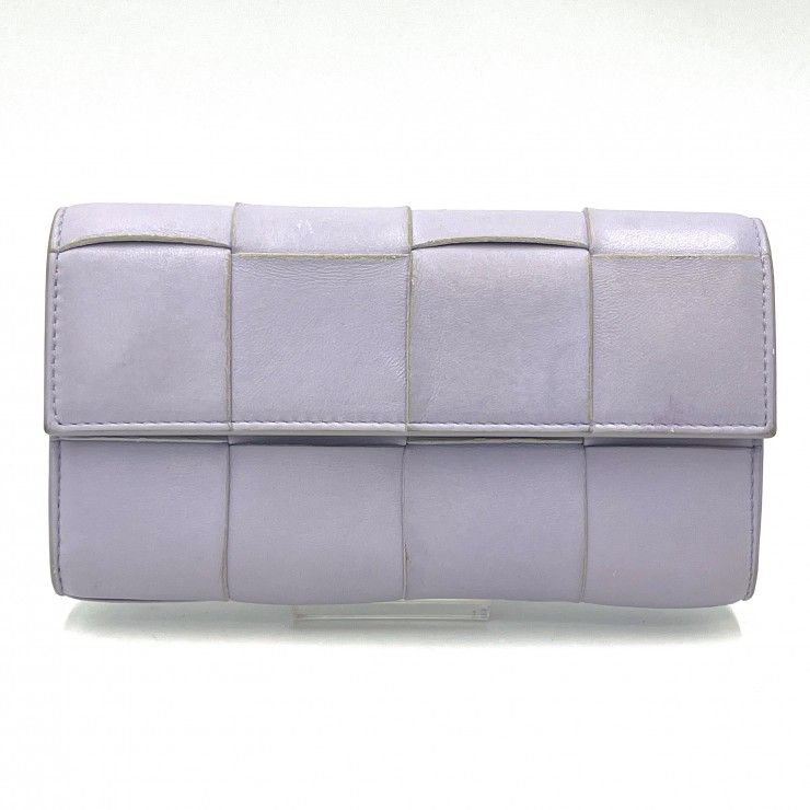 BOTTEGA VENETA（ボッテガヴェネタ）カセット コンチネンタルウォレット 長財布 パープル ラムレザー ゴールド レディース【中古】