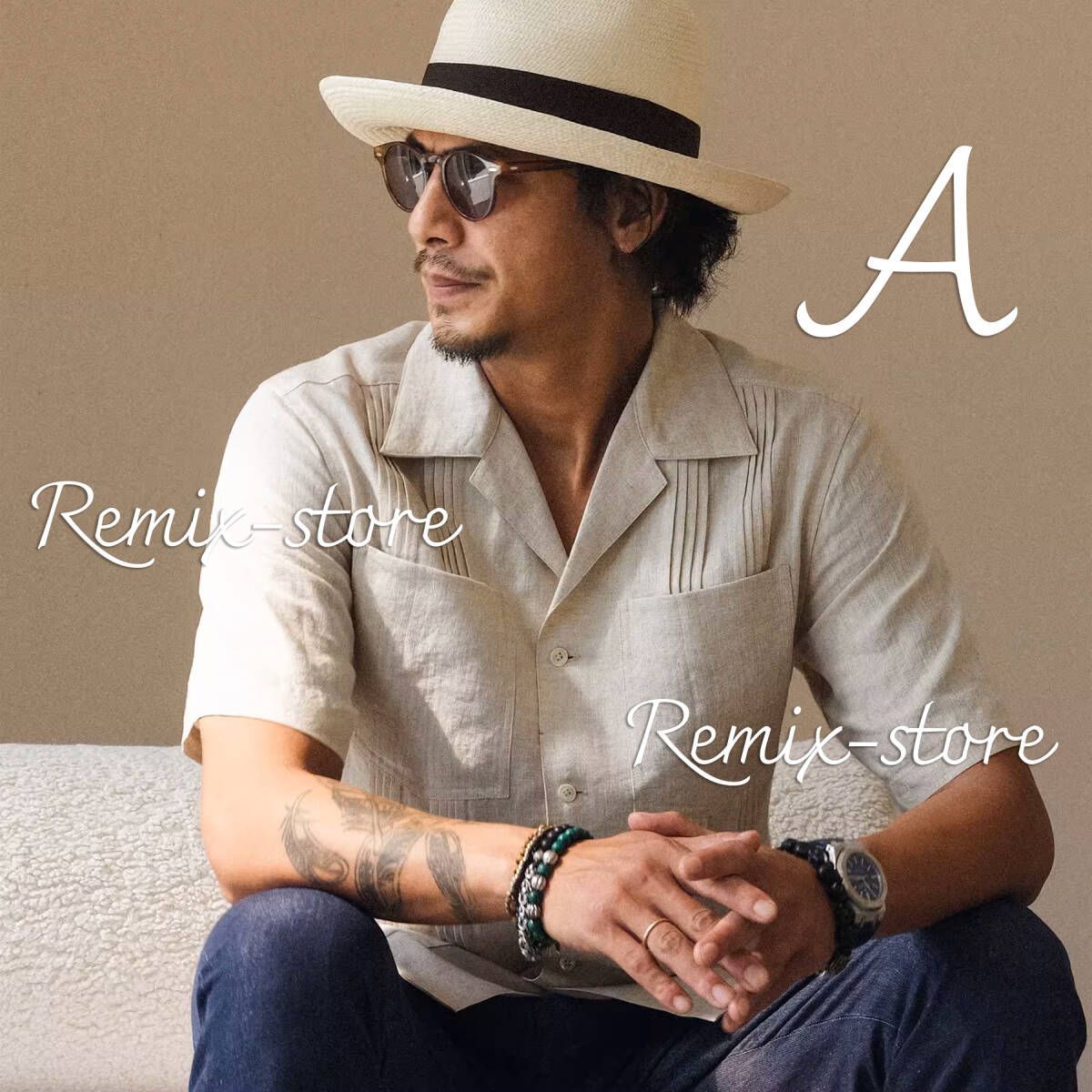 ★大人が着こなすリネン！高級 SUMMER 涼しい リネン混 オールド レトロ キューバシャツ A色 S〜XL 半袖 メンズ ヴィンテージ アロハ★461