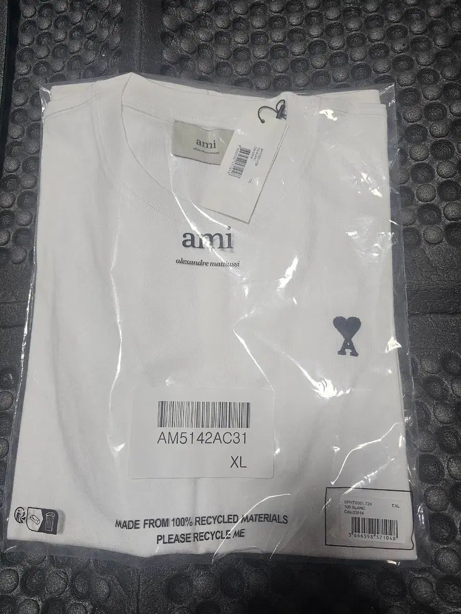 アミ スモール ハート ロゴ Tシャツ 白 XL