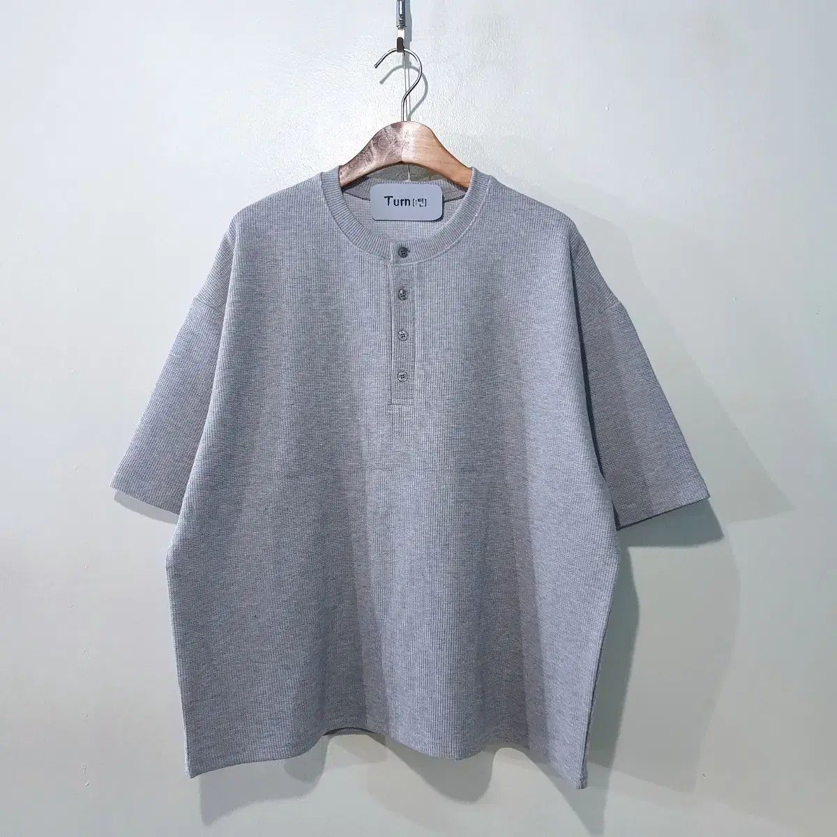 SS新作) ワッフル クロップド ヘンリーネック 半袖Tシャツ 5color M L 4,254円
