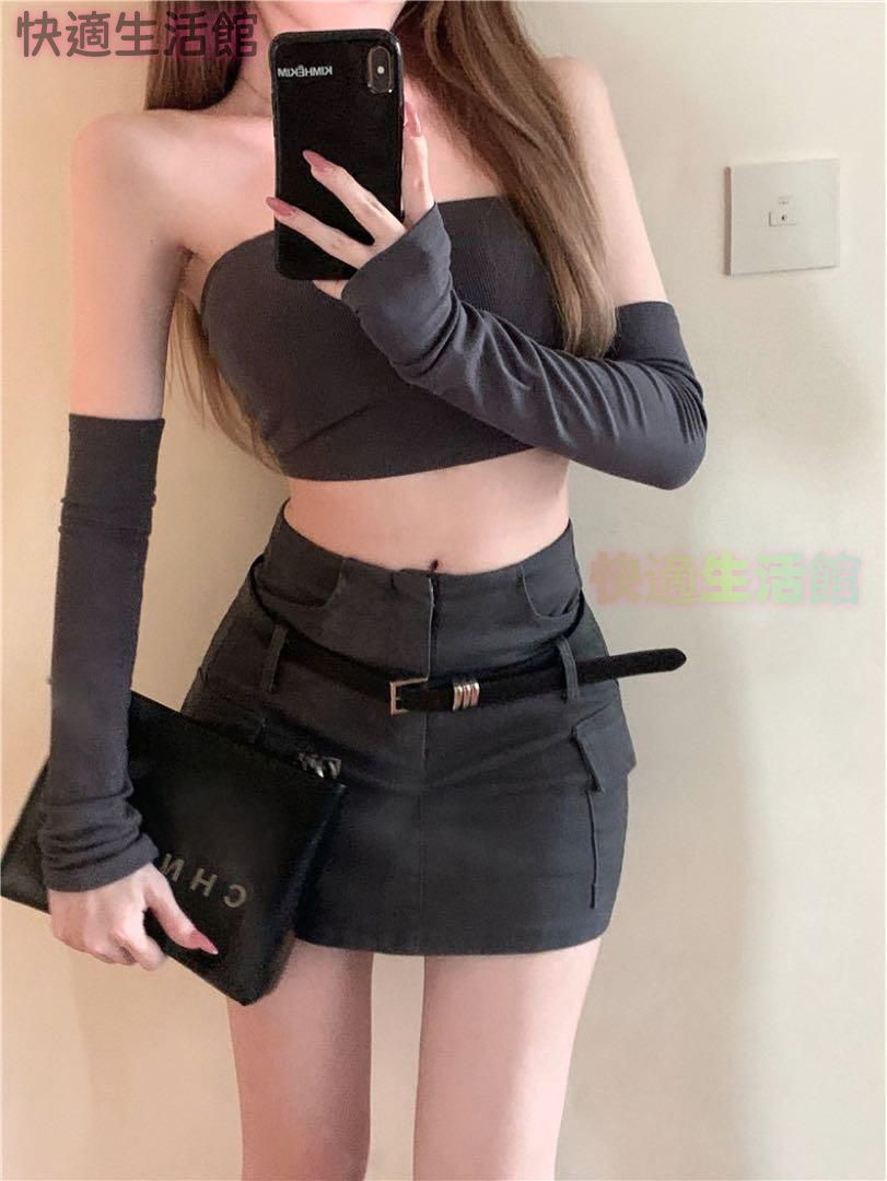 新品 未使用 レディース ファッション系 韓国 服 レディース スカート 春 ミニスカート グレー タイト スカート ミニ