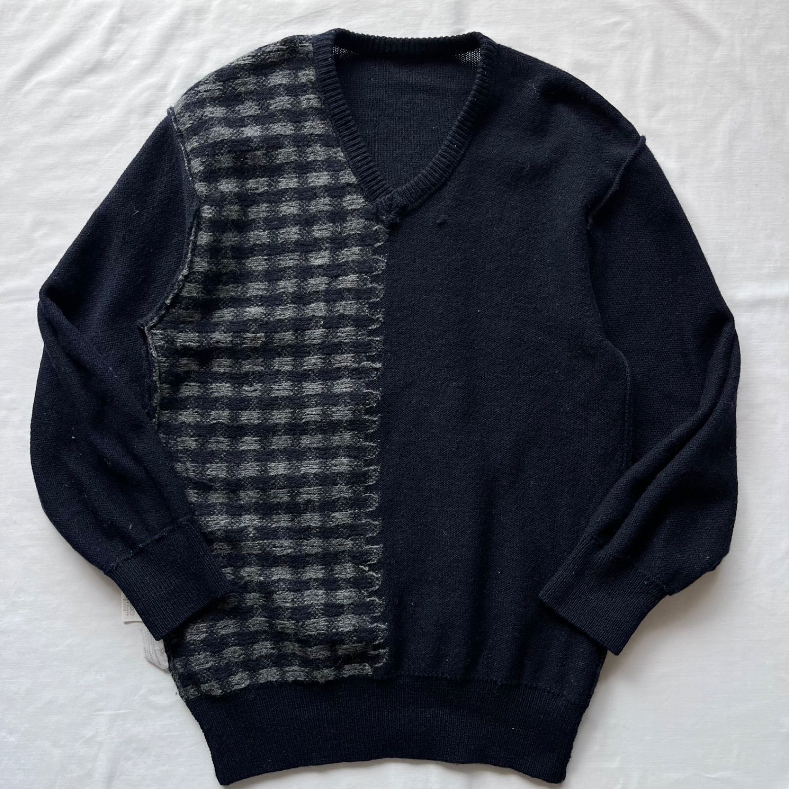 80's COMME des GARCONS HOMME Vネックチェックニット メンズ comme des garçons homme コムデギャルソンオム ニット vネック