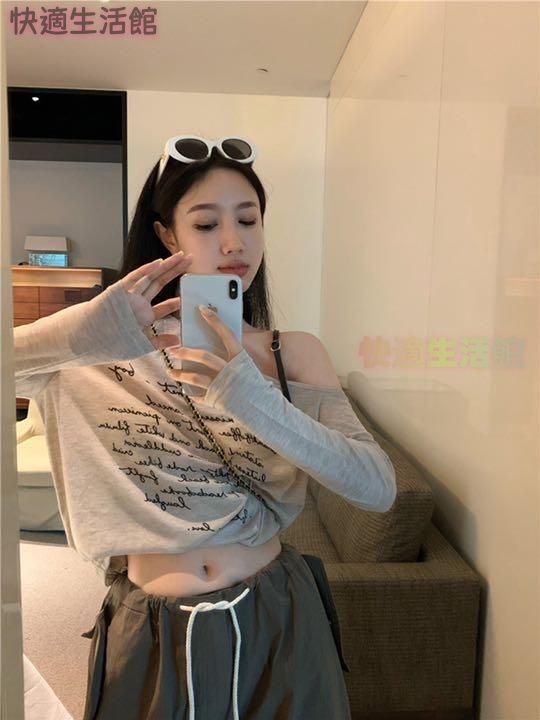 新品 未使用 レディース ファッション系 プリントtシャツ レディース サスペンダー 韓国 服 レディース 長袖tシャツ