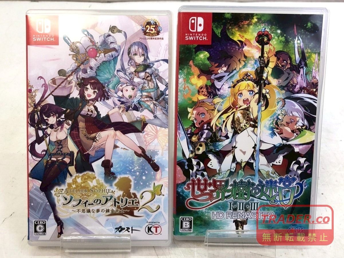 01w-6814 ○ Nintendo Switch ニンテンドースイッチ ソフト2本セット ソフィーのアトリエ2/世界樹の迷宮I・II・III 動作確認済み 【中古品】
