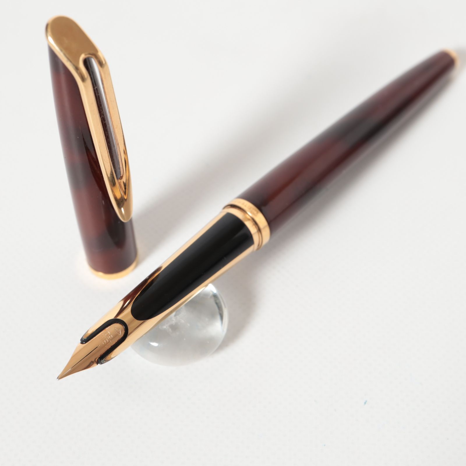 ウォーターマン C/F 万年筆 18K 金ペン ボルドー マーブル フランス製