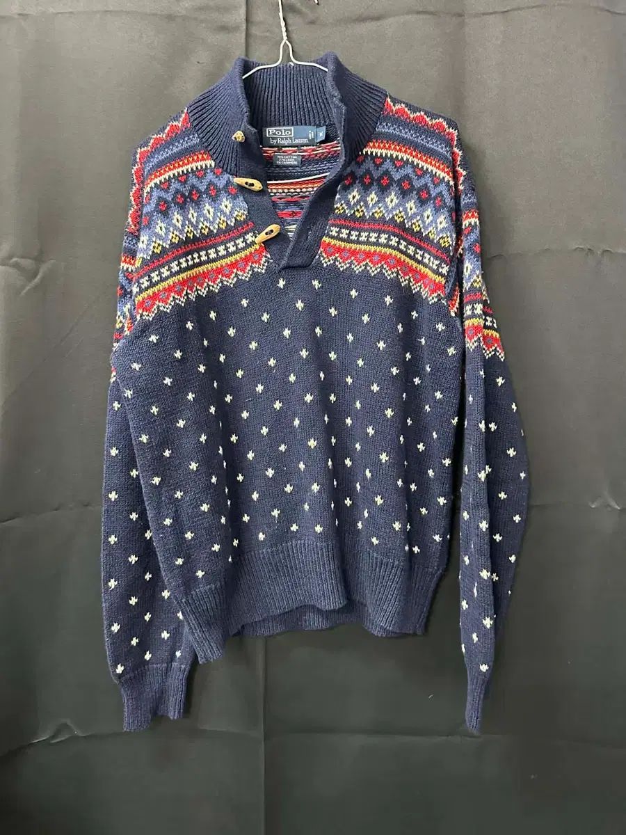 ポロ ラルフローレン 90s ノルディック パータン ハーフ ボタン ニット