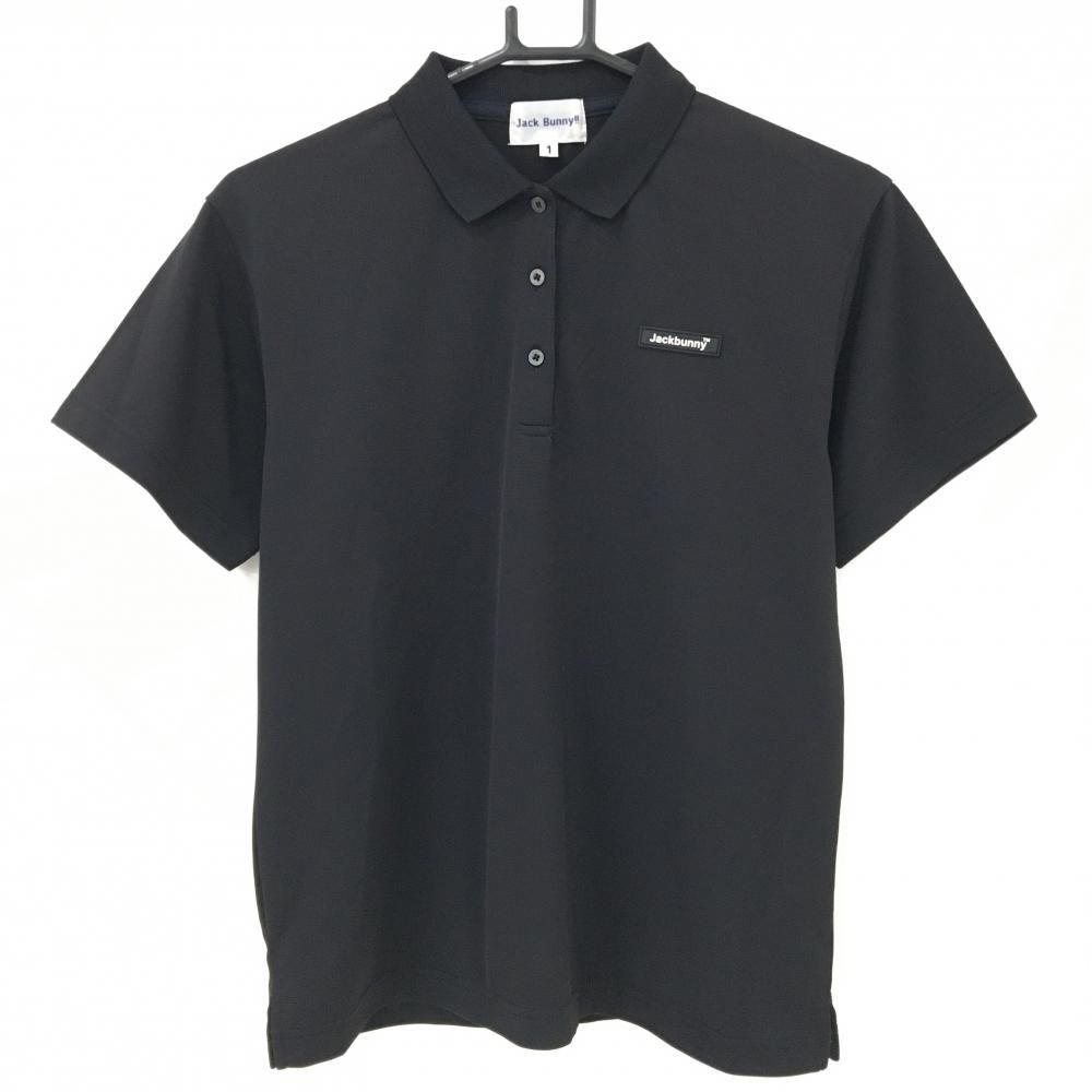 【超美品】ジャックバニー 半袖ポロシャツ 黒×白 バックロゴプリント レディース 1(M) ゴルフウェア 2025年モデル Jack Bunny