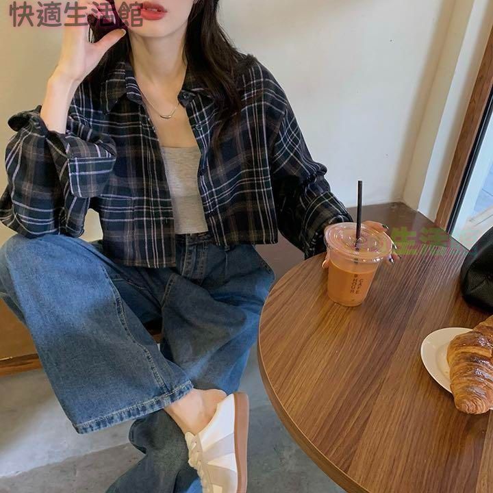 新品 未使用 レディース ファッション系 韓国 服 レディース アウター 長袖 ブルゾン ショート丈 チェック柄 トップス