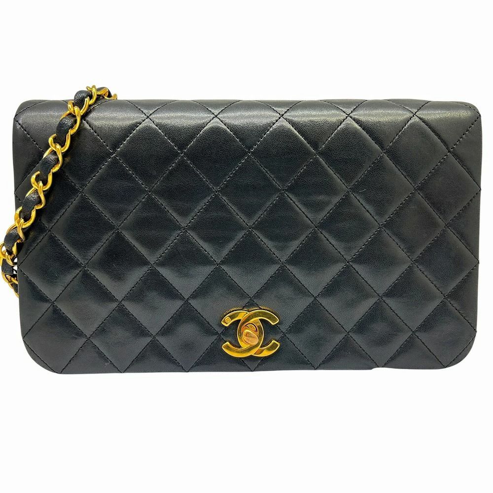CHANEL シャネル　シングルフラップ　バッグ ターンロック 1522941　ラムスキン　レザー　本革 チェーンバッグ　ショルダーバッグ　チェーン ブラック　黒　ゴールド　フラップ　肩掛け　斜め掛け　ハンドバッグ　カバン　鞄 【ブランドギャラリー東心斎橋店】