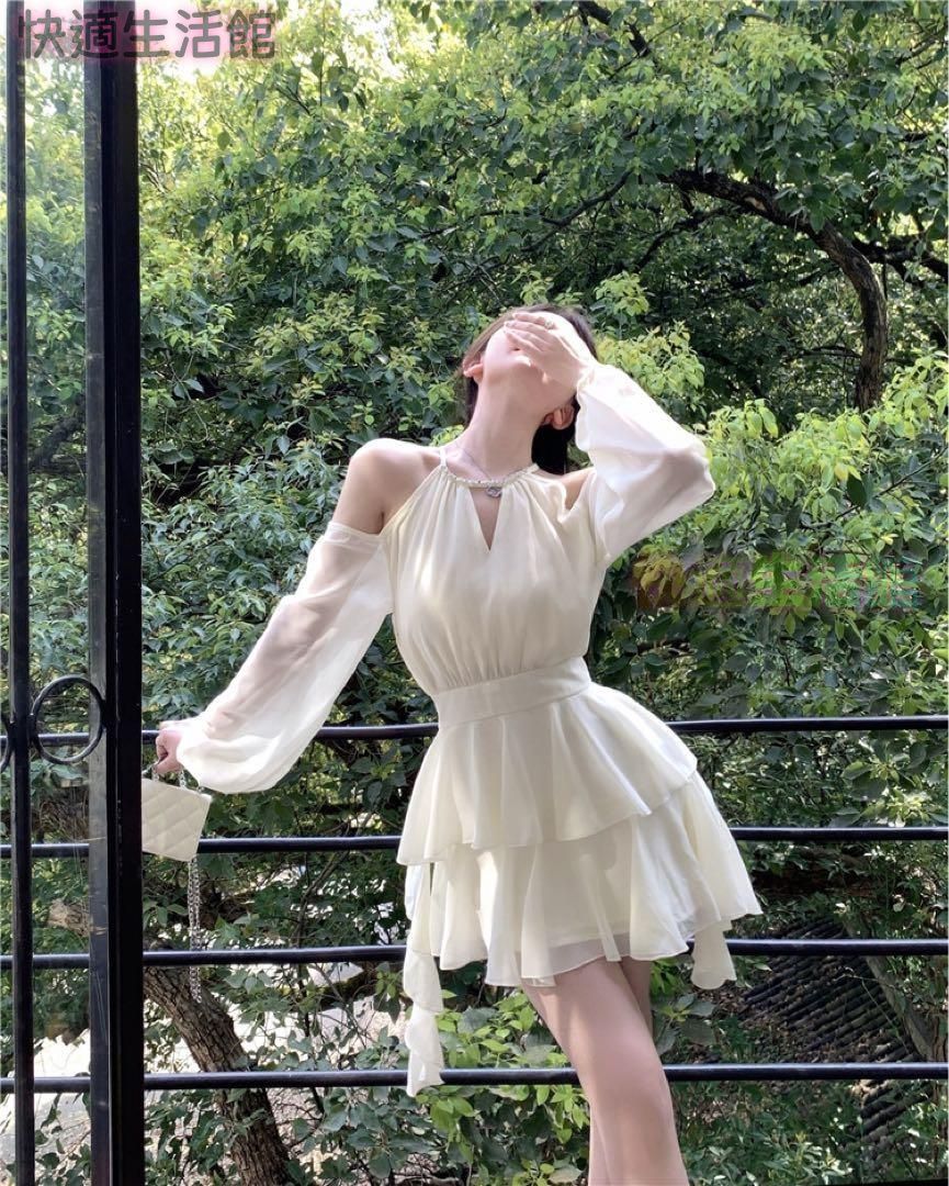 新品 未使用 レディース ファッション系 韓国 服 レディース ワンピース 白 ミニワンピース シアー ミニドレス 白