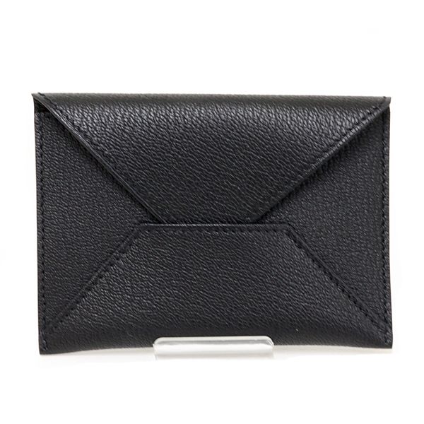 エルメス HERMES ポーチ 《エンヴェロープ》 MM カードケース シェーヴル・ミゾール H032790CA89 ブラック 黒 【中古】Sランク
