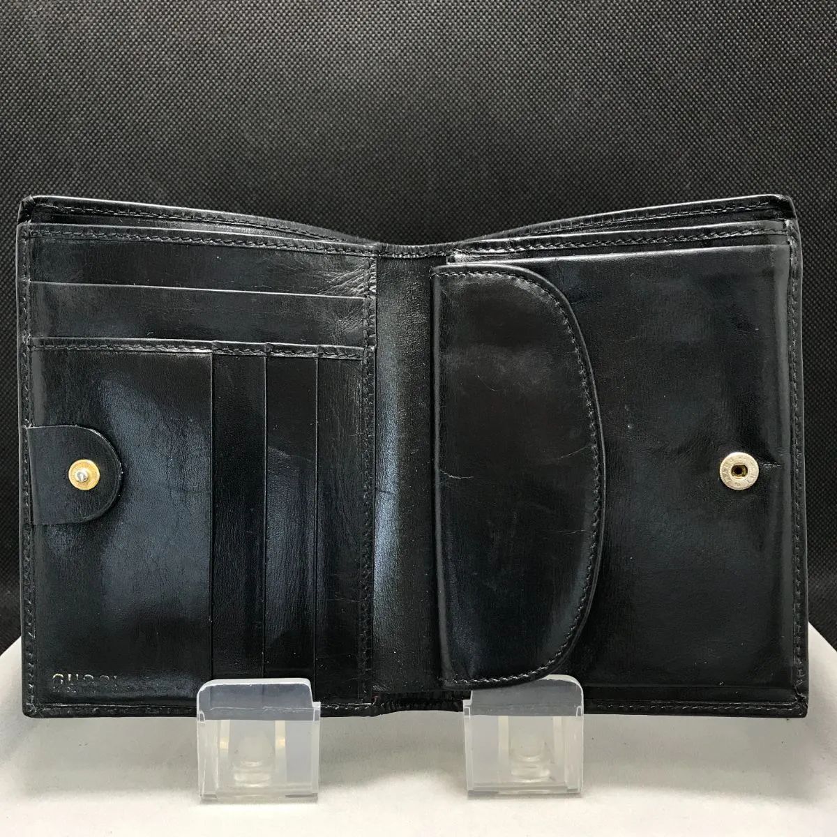 GUCCI オールドグッチ 二つ折り財布 ホースシュー ゴールド金具 レザー