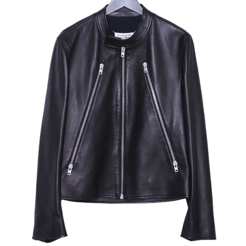 未使用 MAISON MARGIELA 5-ZIP LEATHER JACKET サイズ46 ブラック S50AM0489 SY1460