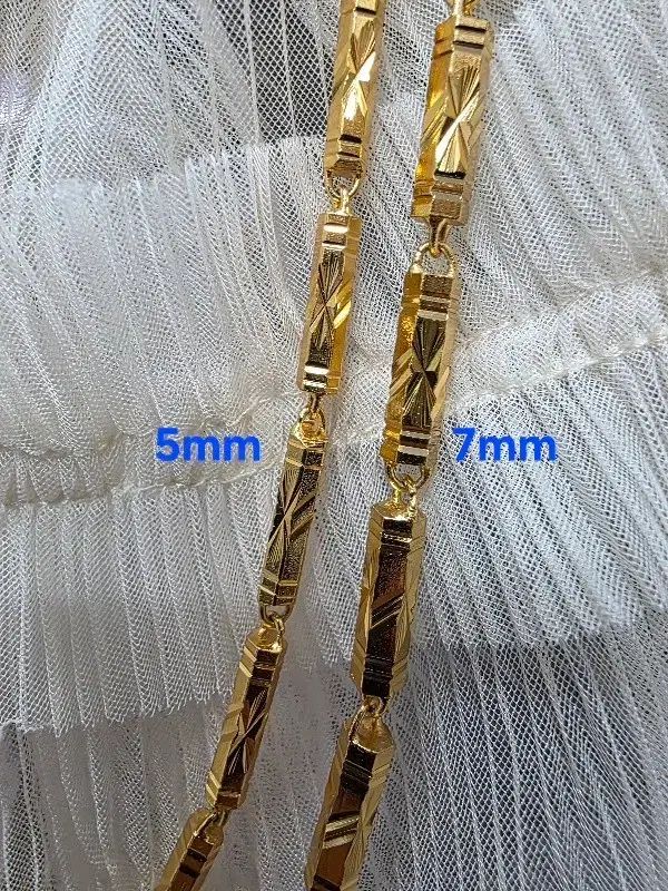 星のように輝く 24K特 殊真空メッキ竹ネックレス 7mm/5mm