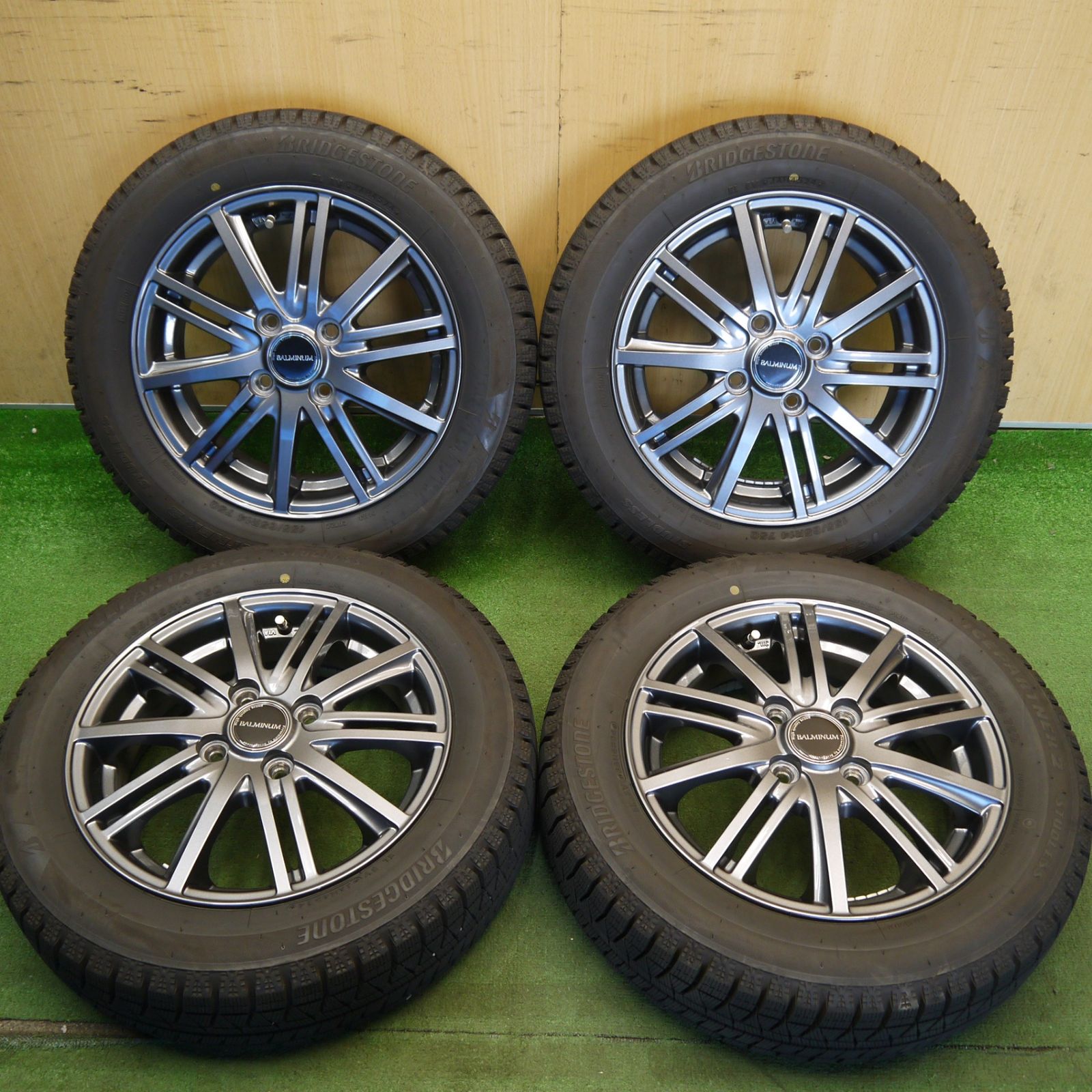 バリ溝！24年！キレイ！9.5分★スタッドレス 155/65R14 ブリヂストン アイスパートナー2 BALMINUM BR10 バルミナ 14インチ PCD100/4H★6051208Hス