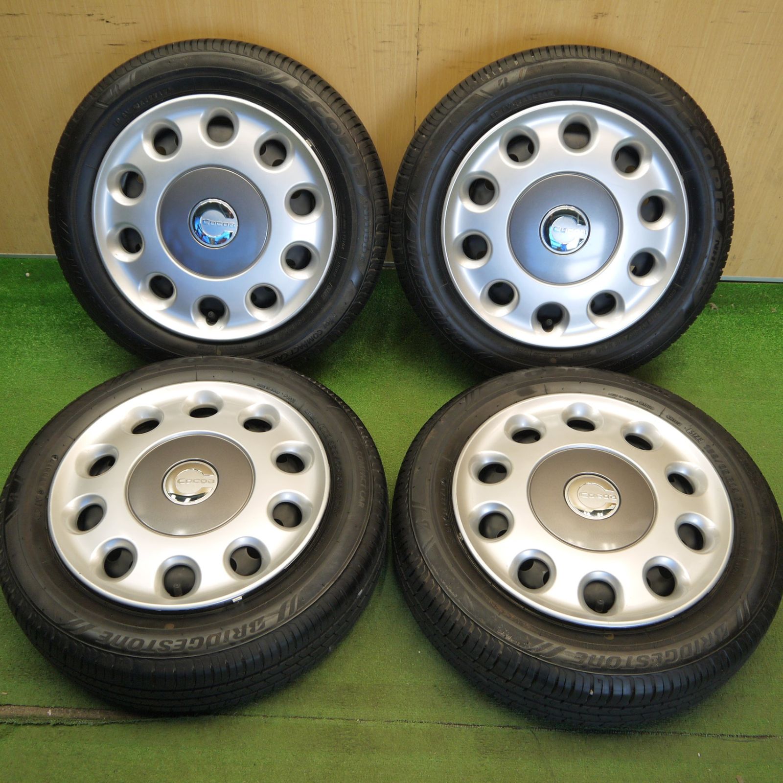 バリ溝！キレイ！9分★ダイハツ ミラ ココア 純正 スチール 155/65R14 ブリヂストン エコピア NH100C 14インチ PCD100/4H★6051108Hノ